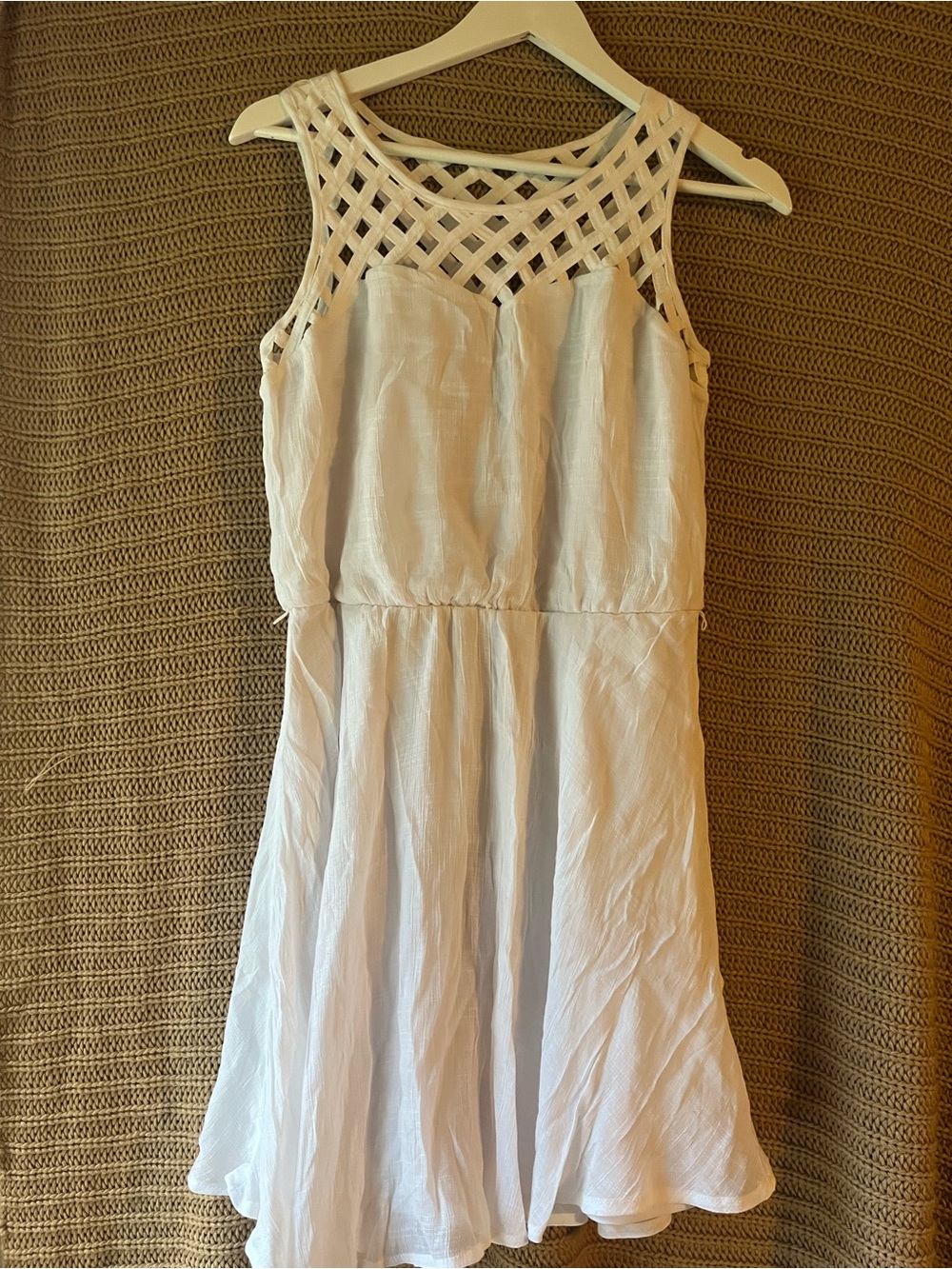 As U Wish White Sleeveless Lattice Yoke Party Dress